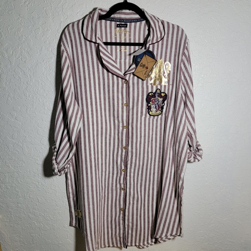 Harry Potter Gryffindor Sleepshirt UK Primark Red White Pajamas Hogwarts Cotton - Picture 2 of 9